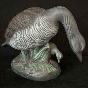 Vintage Boehm Porcelain Unglazed Matt Mama Goose with Baby Sculpture